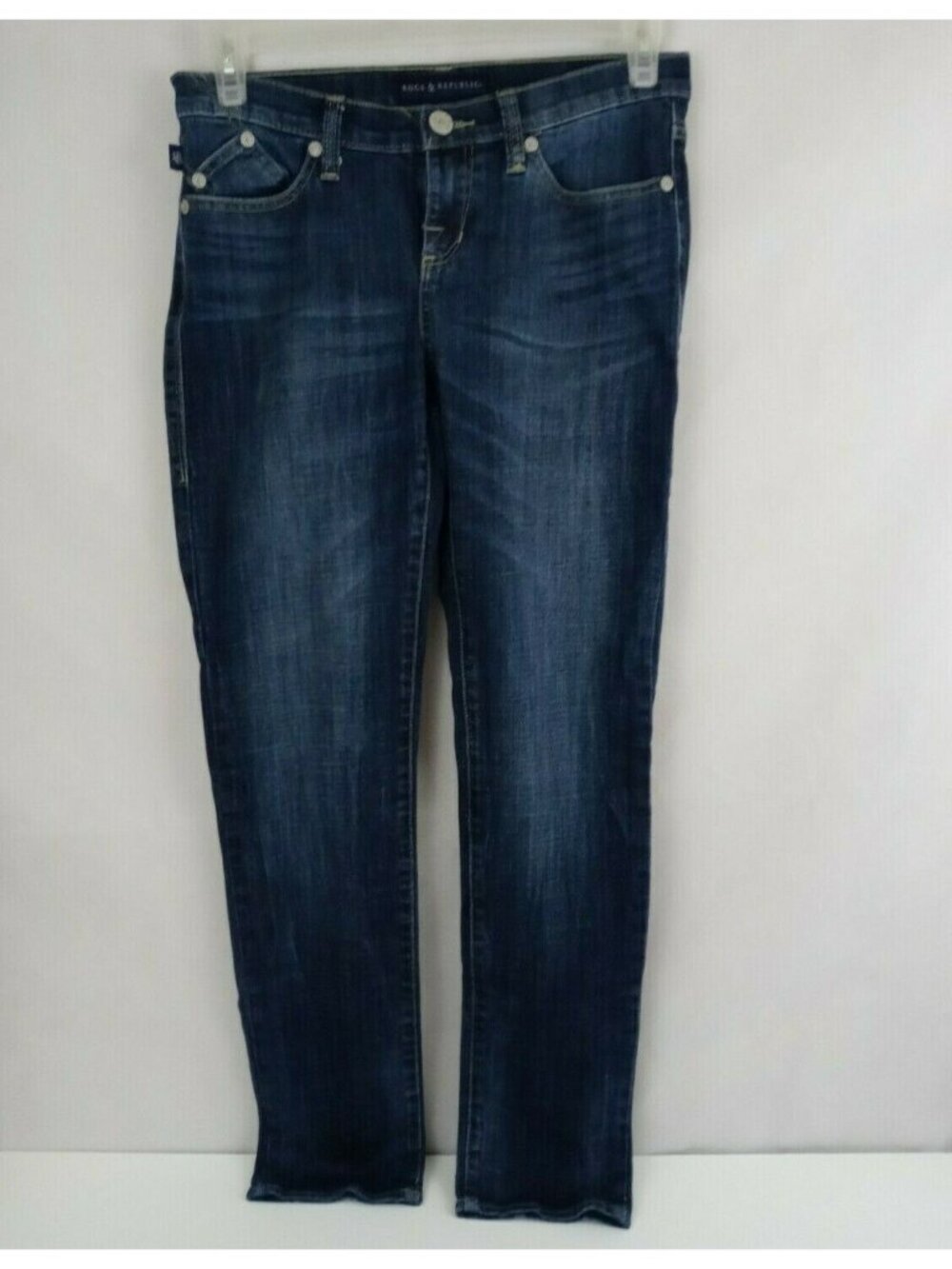Rock & Republic Distressed Embroidered Whiskered Jeans size 8